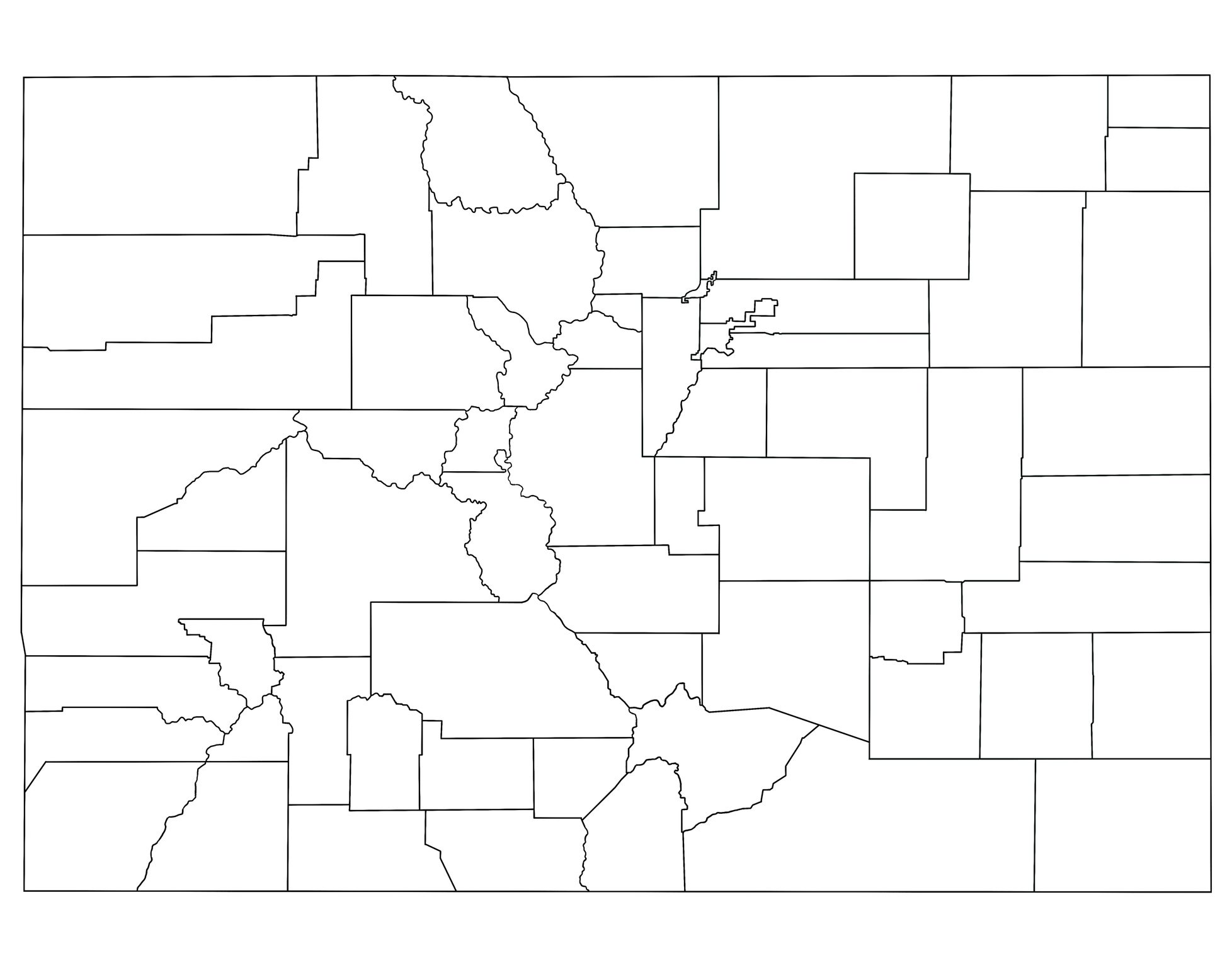 Blank Colorado counties map
