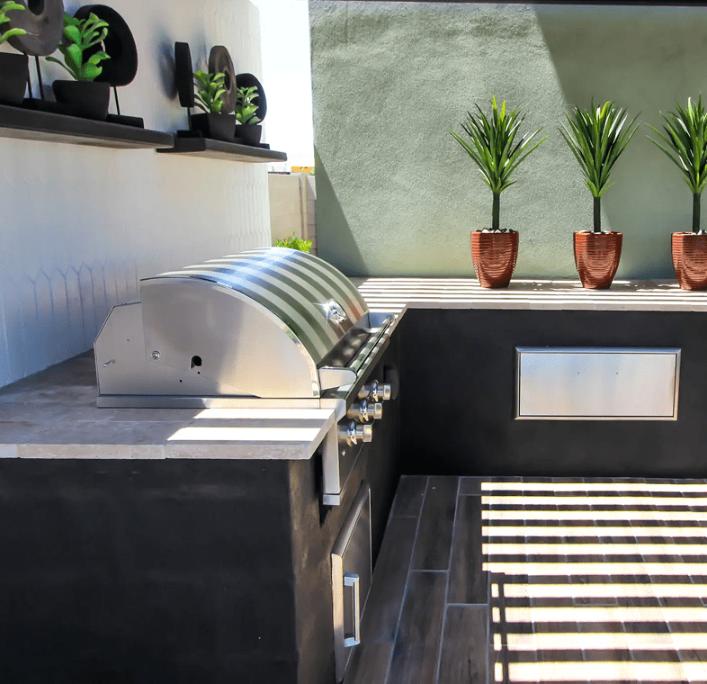 Sleek patio barbecue setup